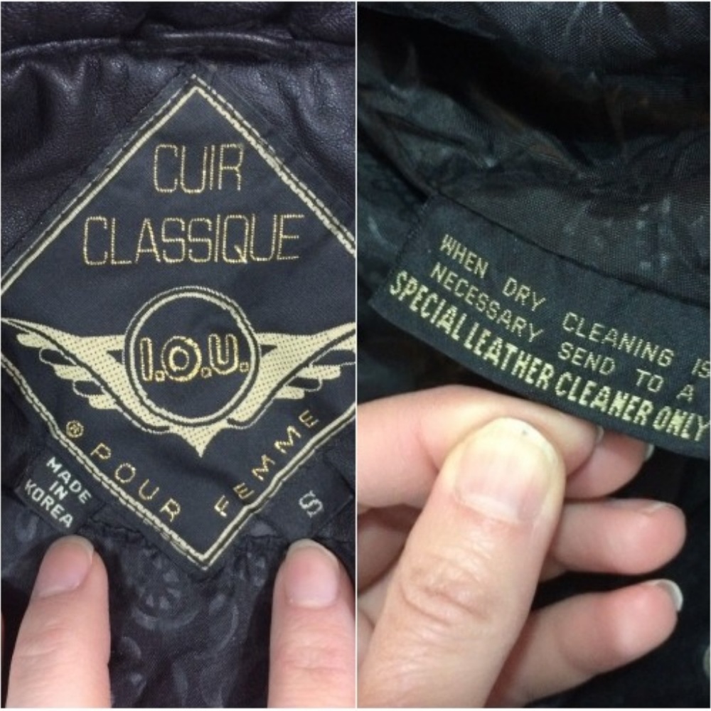 Vintage 80's Black Cropped Leather Jacket Floral - Picture 8 of 8